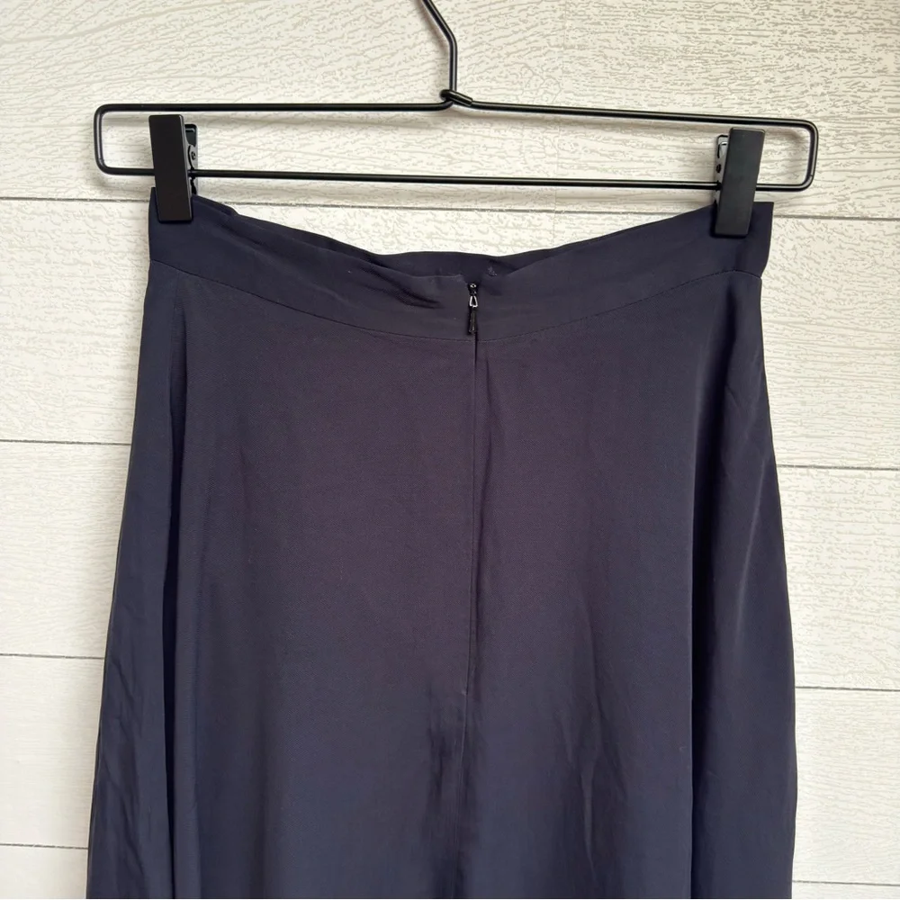 French Connection | Satin Navy Midi Skirt – Minimalist Parisian | Size 2 - Picture 7 of 11